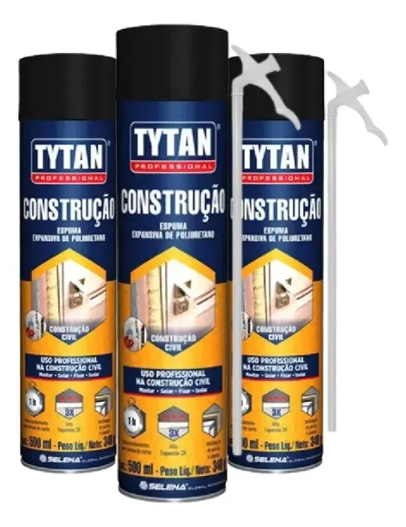 Kit com 3 Espumas Expansivas Tytan Para Construção 500ml