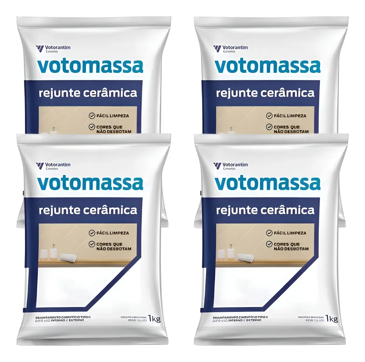 Rejunte Branco Votorantim Flexível 1kg Pisos e Paredes 4 Unidades
