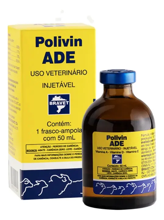 Kit 4 Unidades Polivin ADE 50ml Bravet Suplemento Vitaminas Bovinos