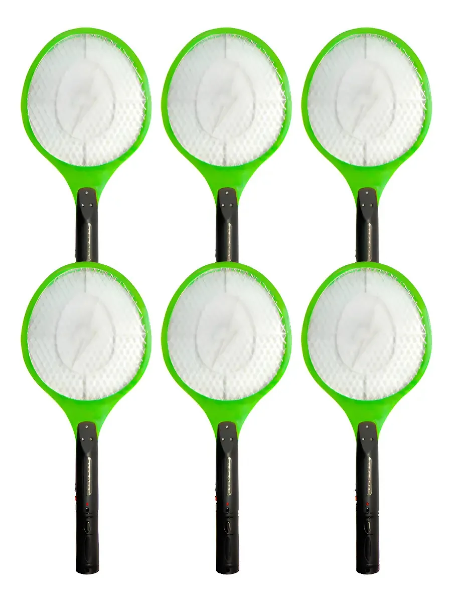 Kit 6 Raquetes Elétricas Recarregáveis Mata Mosquitos Pernilongo Infopaper Verde
