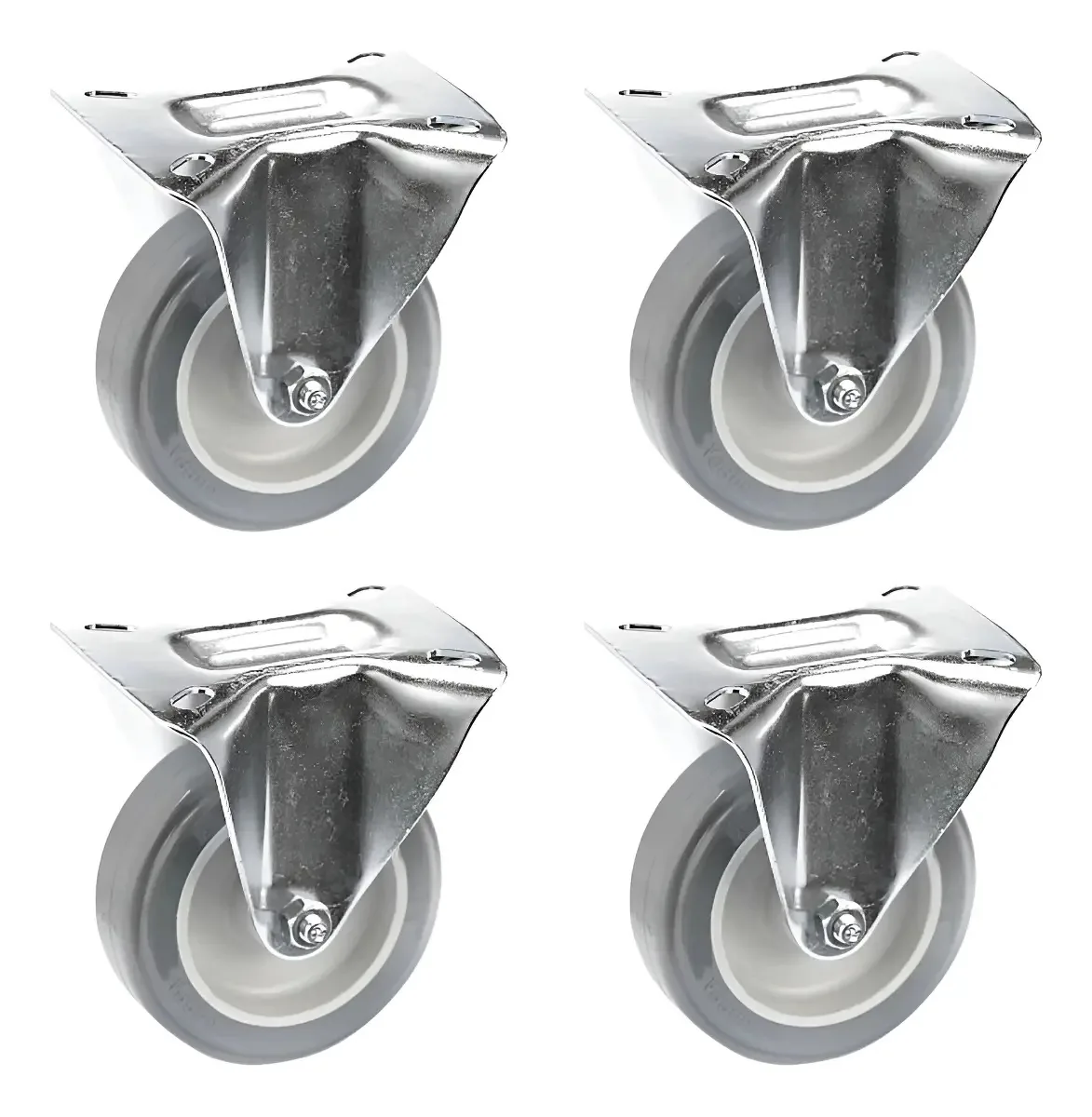 Kit 4 Rodízios Fixos 4 Pol 65kg Schioppa FL412 BPSM Móveis Carrinhos