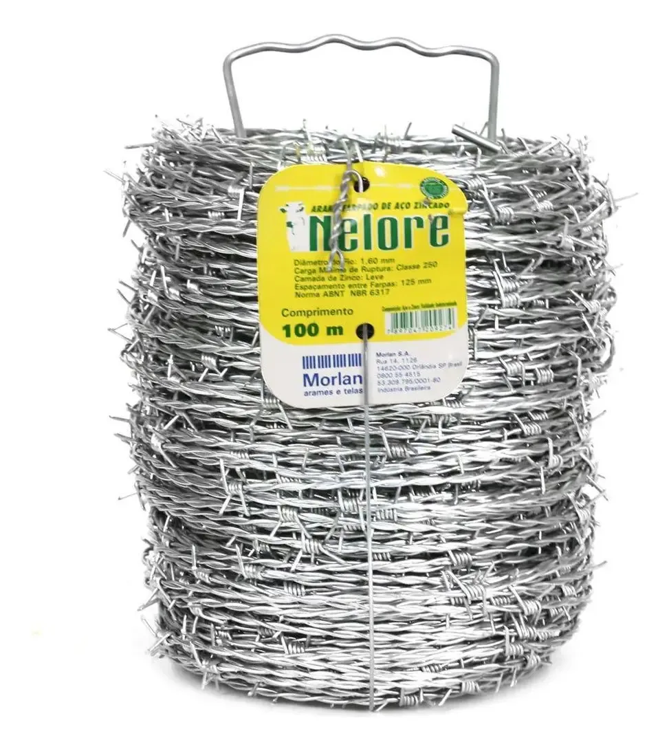 Arame Farpado Morlan Nelore 1,6mm 100m Resistência 250kgf