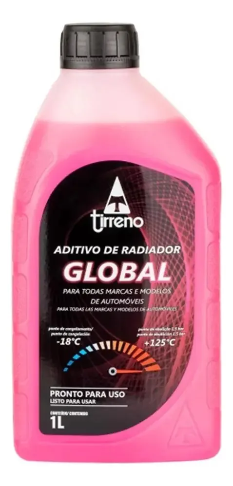 Aditivo Rosa Para Radiador 1L Tirreno Global Para Veículos Leves e Pesados