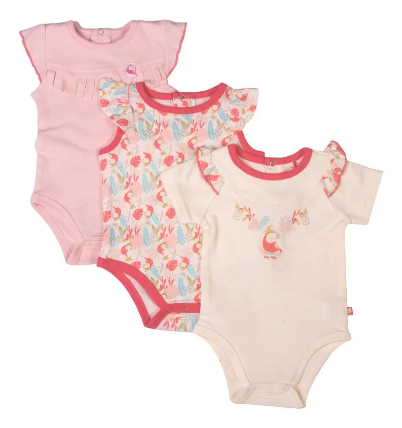 Conjunto de 3 Bodies Multicoloridos de Menina Pillin (pvw207sur) Cor Rosa Tamanho 12 Meses