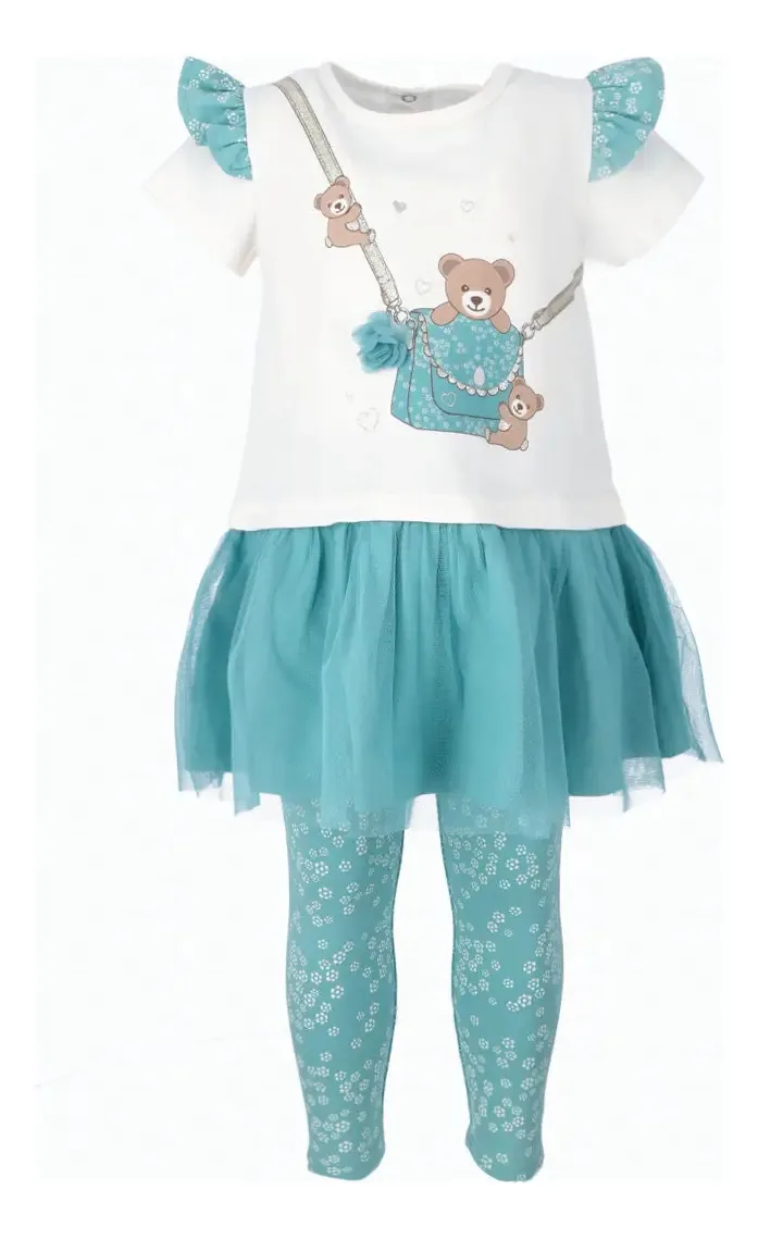 Conjunto de camiseta e leggings turquesa limonada para bebês, tamanho 12 meses