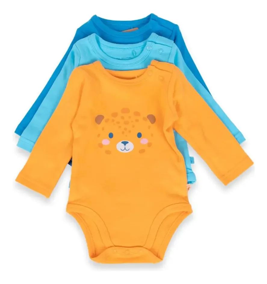 Conjunto de 3 Bodies de Bebê Menino Multicoloridos Pillin (pva203-24sur) Tamanho 12 Meses