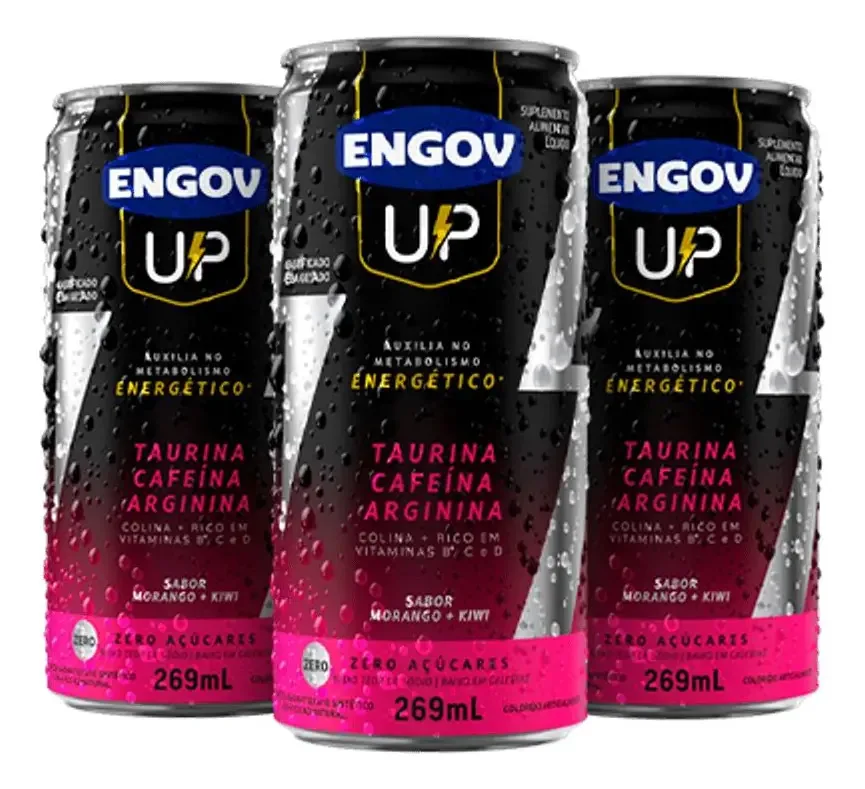 Kit Energético Engov Up Morango E Kiwi 03 Unidades 269ml