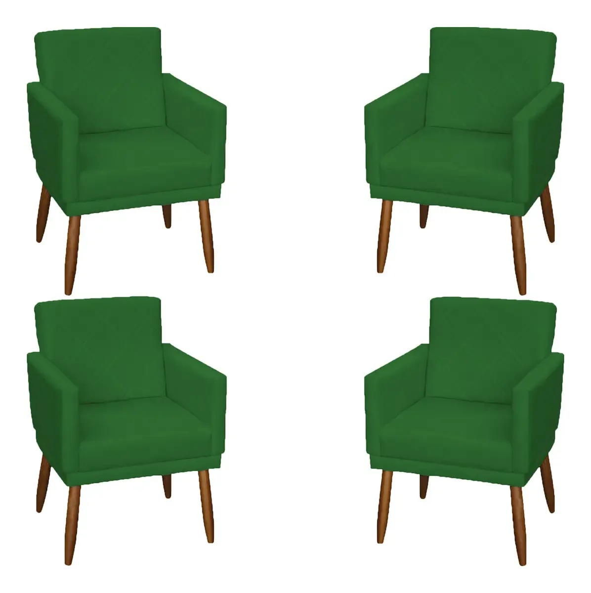 Kit 4 Poltronas Para Sala De Espera Reforçadas Com Base Cor Verde Desenho Do Tecido Suede Liso
