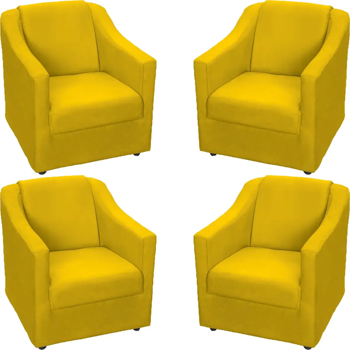 Kit 4 Poltronas Para Sala De Estar Refoçadas Suede Cores Cor Amarelo Desenho Do Tecido Suede Liso