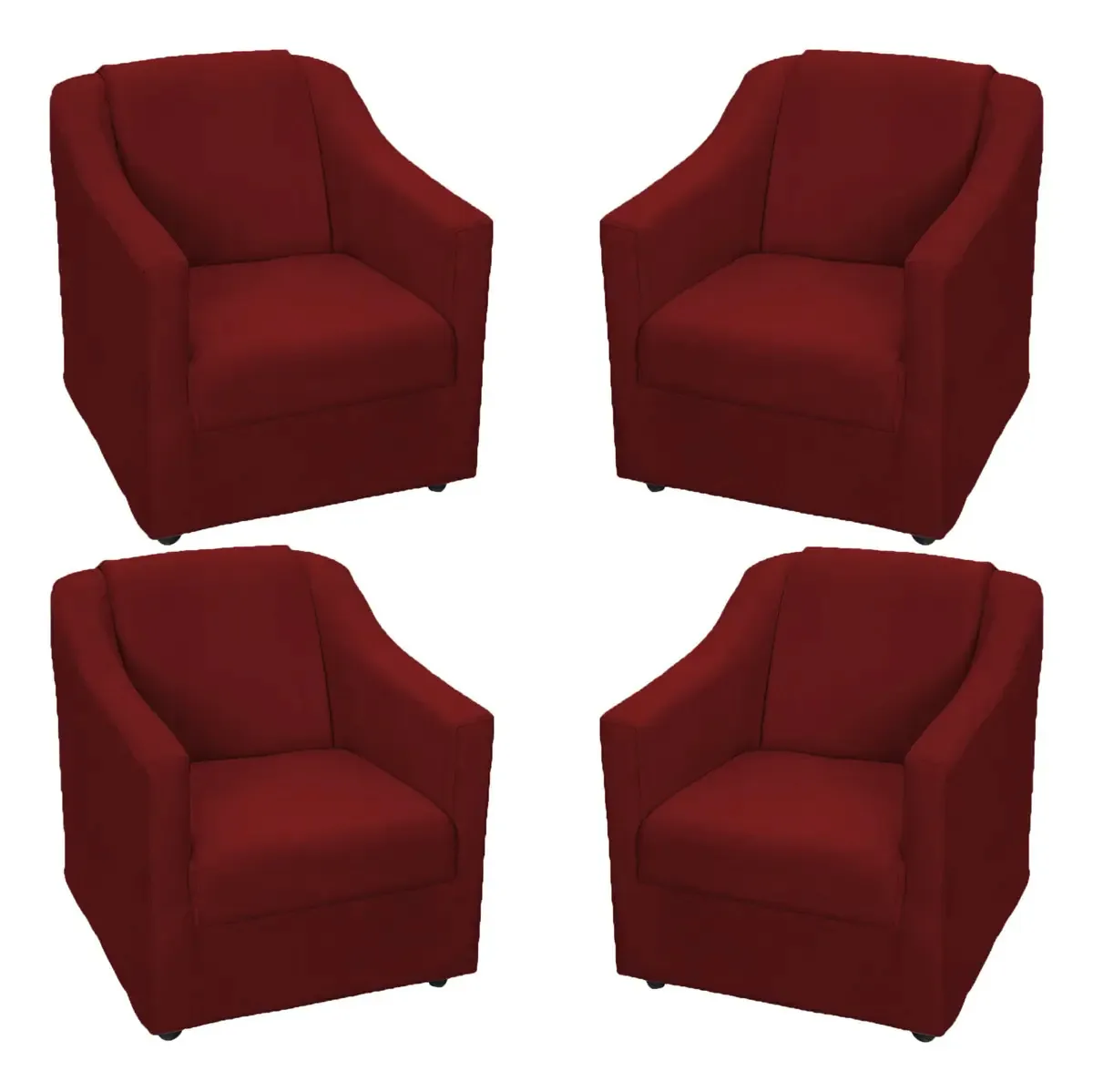 Kit 4 Poltronas Para Sala De Estar Refoçadas Suede Cores Cor Bordô Desenho Do Tecido Suede Liso