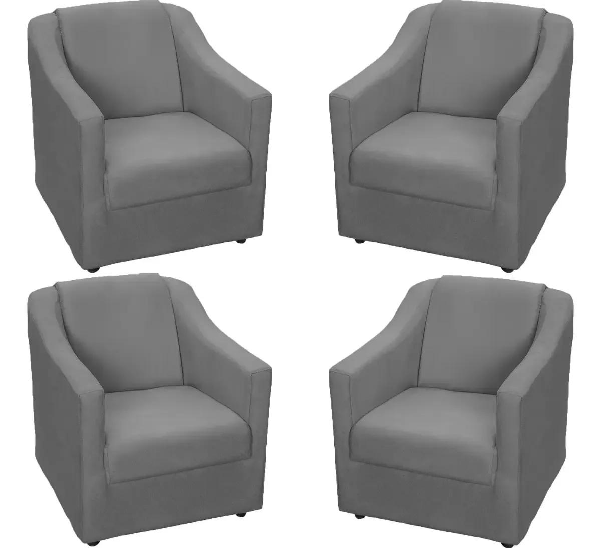 Kit 4 Poltronas Para Sala De Estar Refoçadas Suede Cores Cor Cinza Desenho Do Tecido Suede Liso