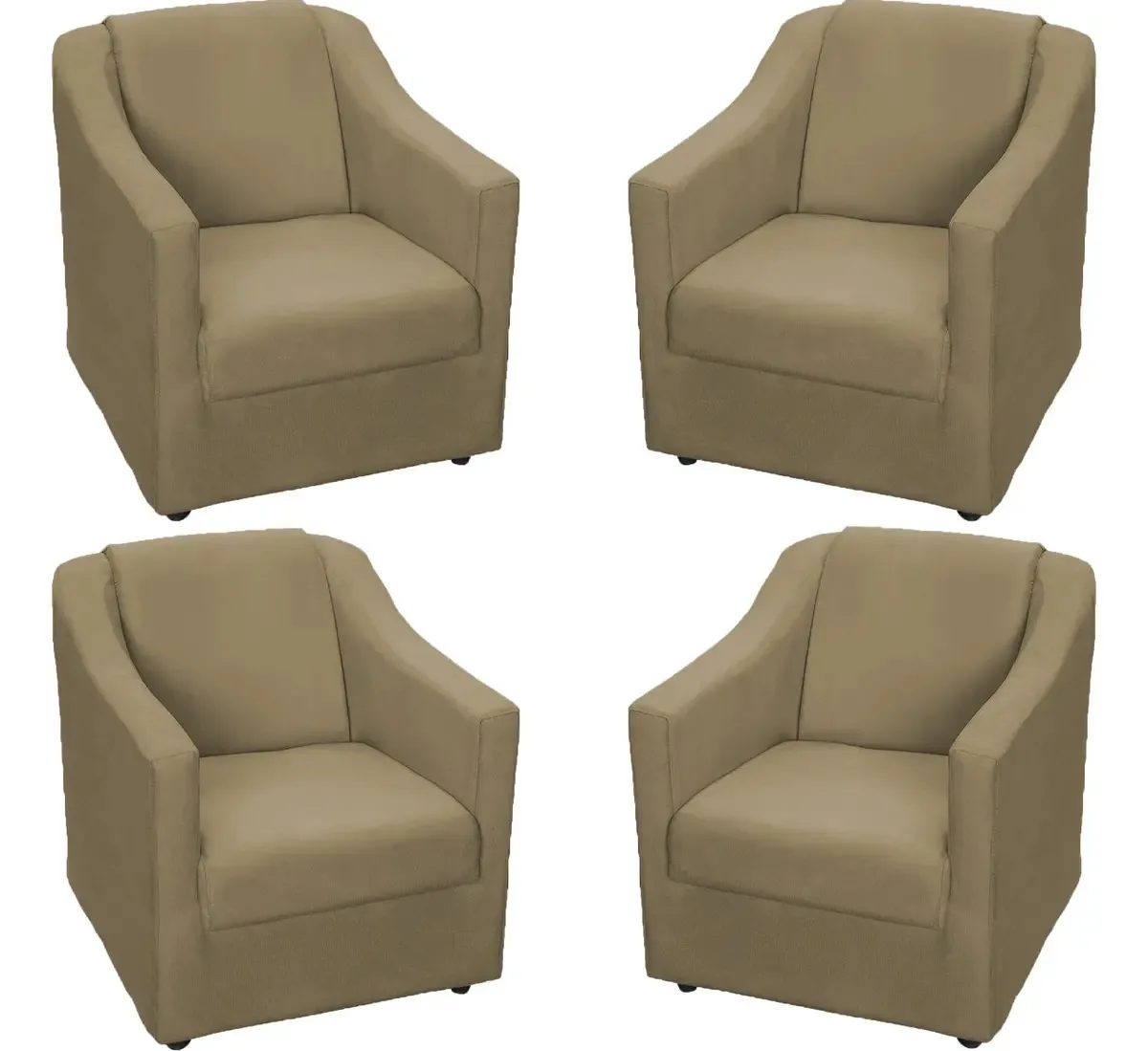 Kit 4 Poltronas Para Sala De Estar Refoçadas Suede Cores Cor Nude Desenho Do Tecido Suede Liso