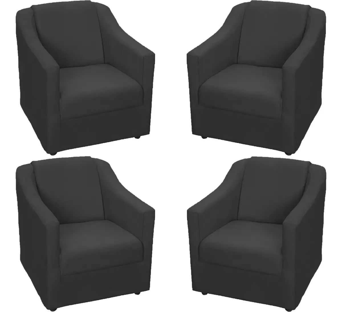 Kit 4 Poltronas Para Sala De Estar Refoçadas Suede Cores Cor Preto Desenho Do Tecido Suede Liso