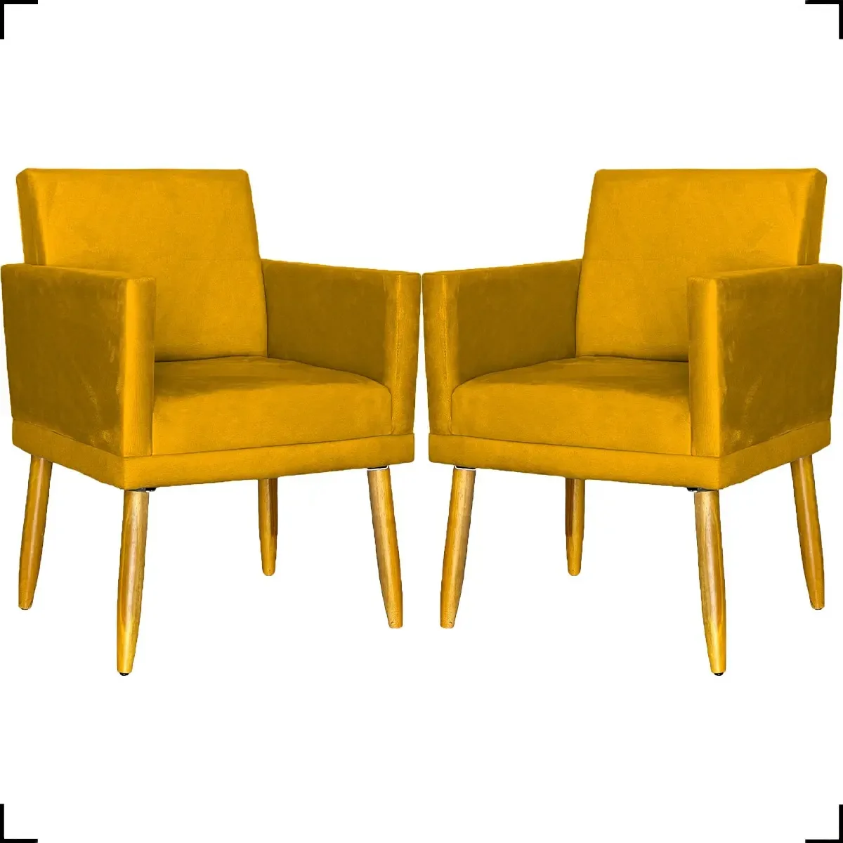Kit 2 Poltronas Para Sala De Espera Reforçadas Suede Cres Cor Mostarda Desenho Do Tecido Suede Liso