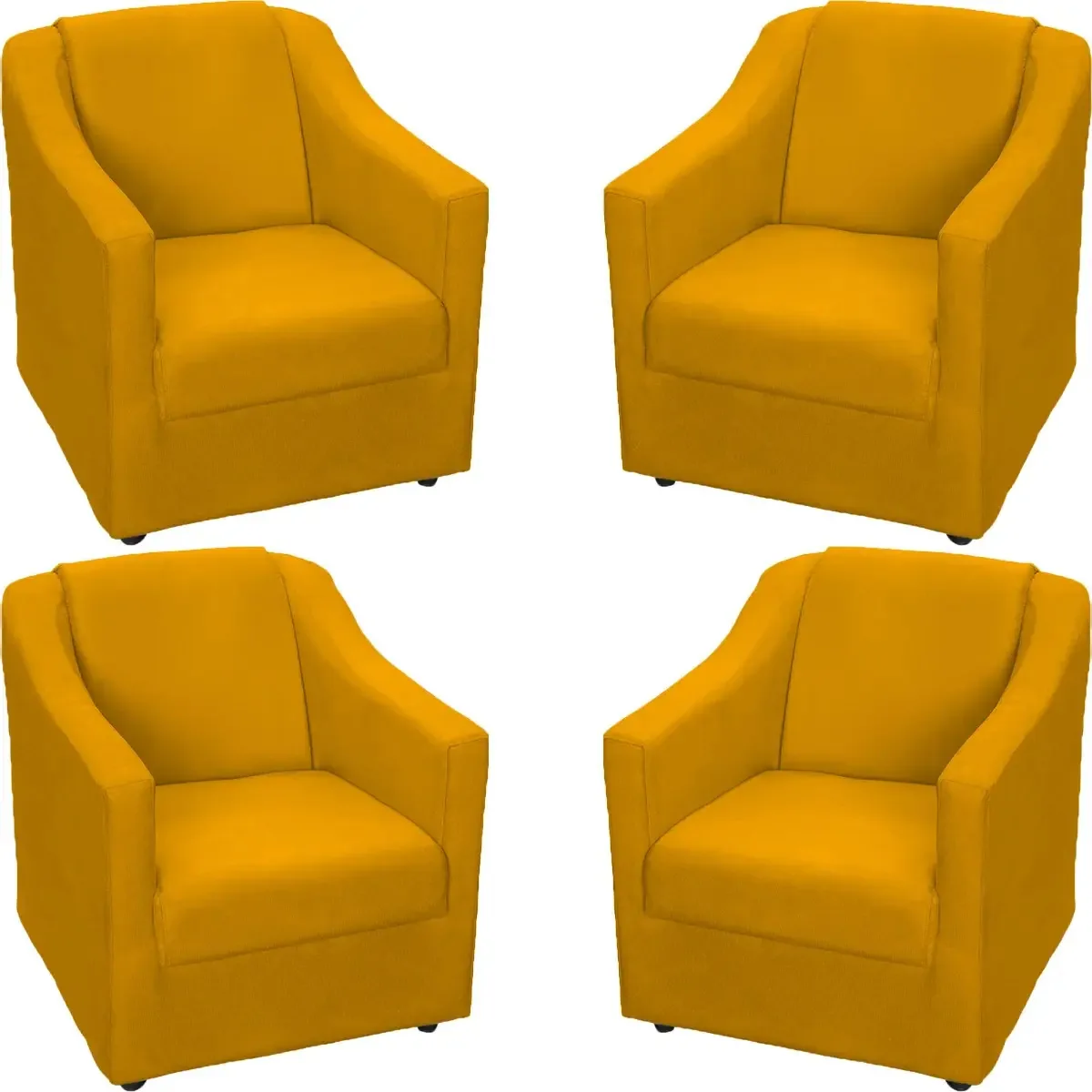 Kit 4 Poltronas Para Sala De Estar Refoçadas Suede Cores Cor Mostarda Desenho Do Tecido Suede Liso
