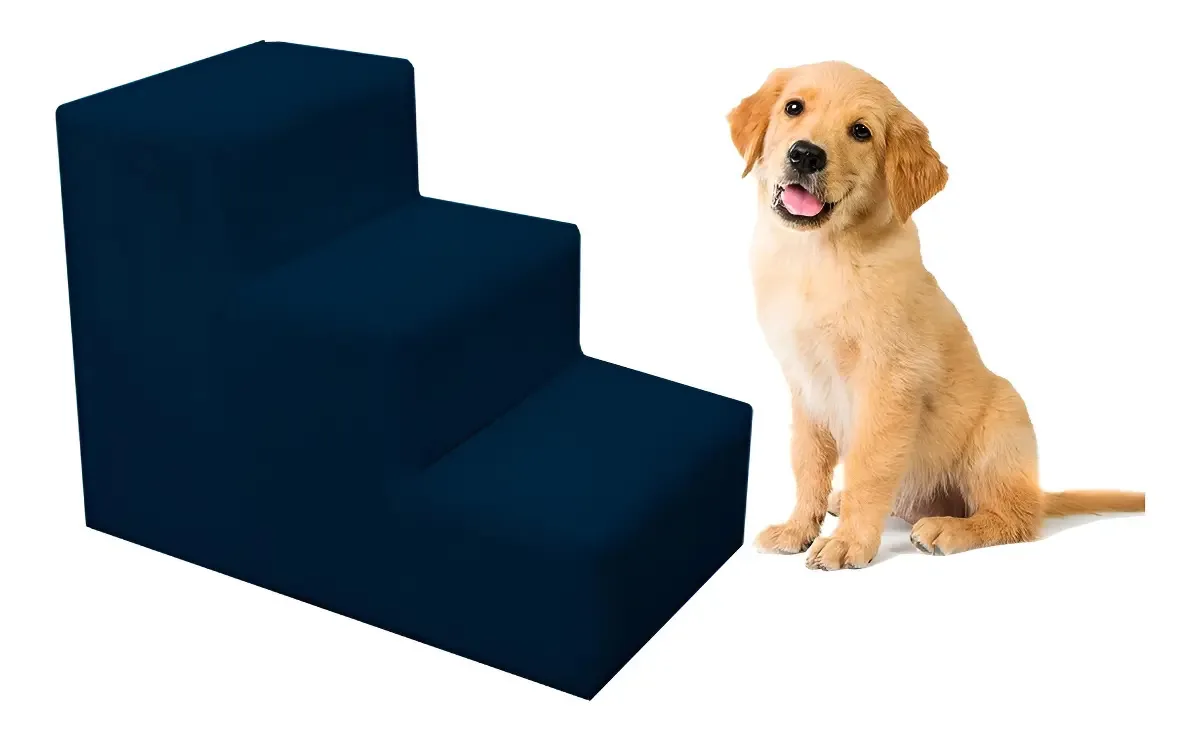 Escada Pet Para Cachorro Cores Cor Suede azul marinho