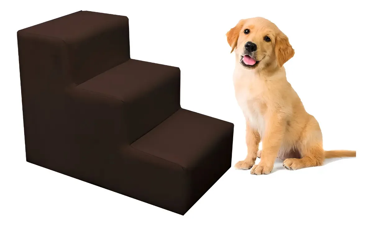 Escada Pet Para Cachorro Cores Cor Suede Marrom