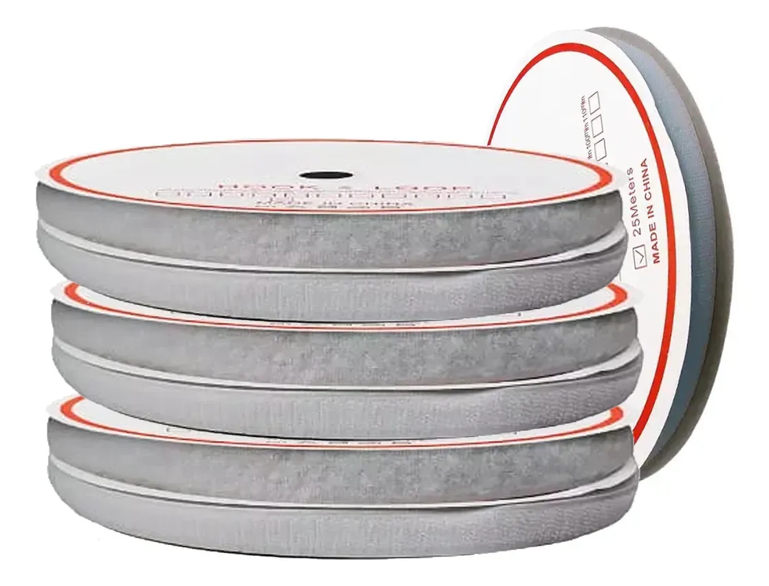 Fecho de Contato Simples para Costura Velcro 16mm Rolo 25mts na Cor Branco