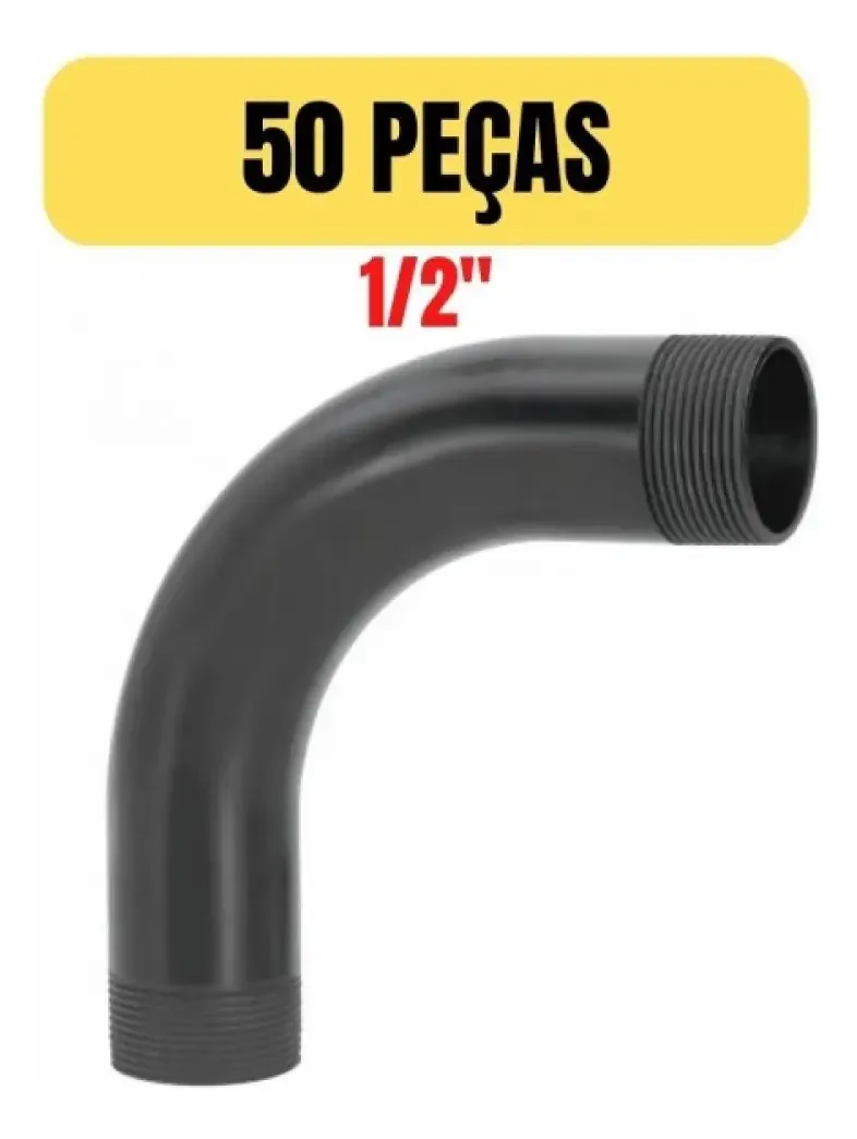 Kit 50 Curva Pvc Roscavel Antichama Para Eletroduto 1/2x90