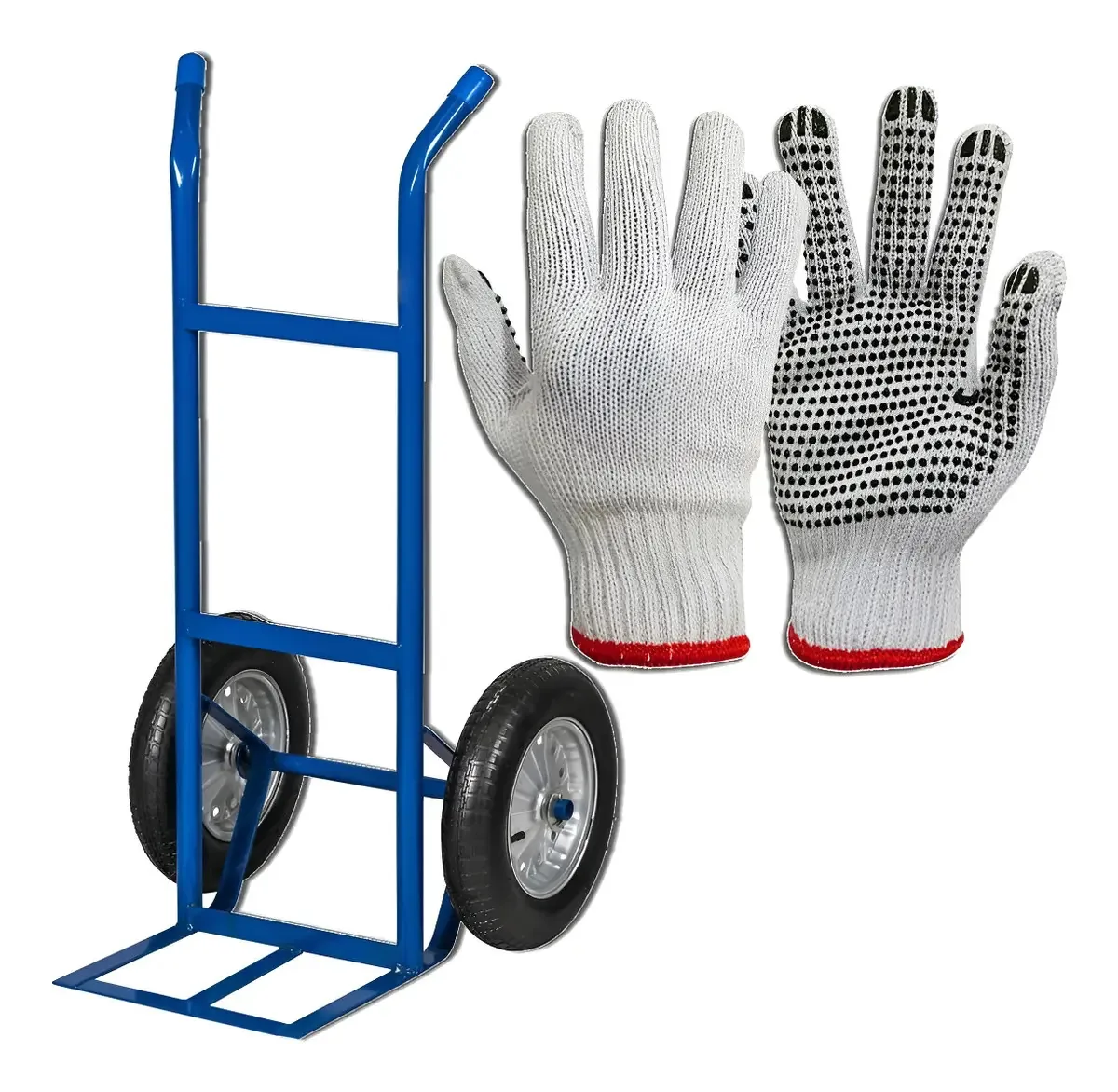 Carrinho de Carga Metalosa 150kg Aço 2 Rodas Borracha Azul 110x65cm