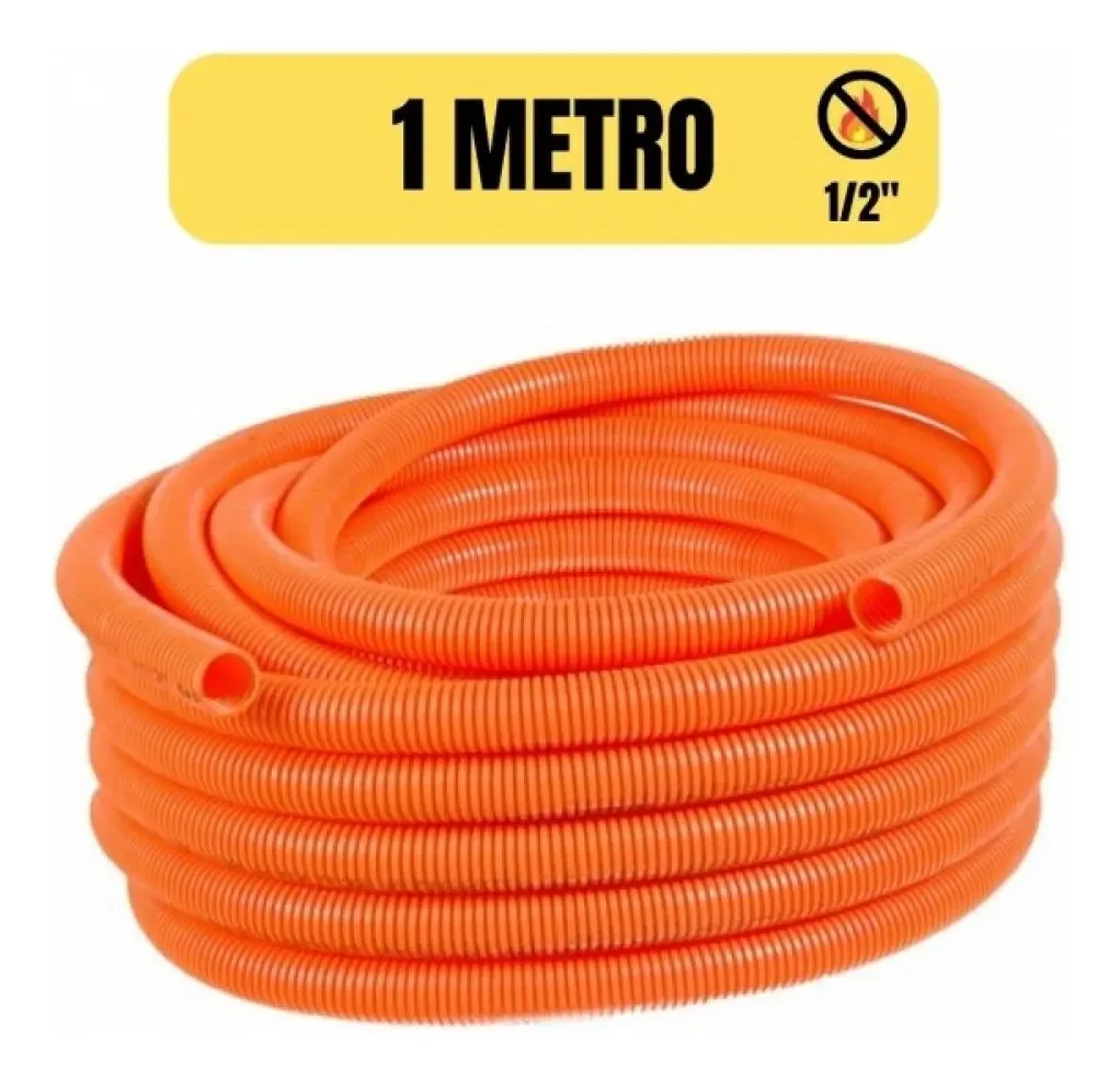Mangueira Corrugada Conduite Flexivel 1/2 Laranja Cemar 1mt