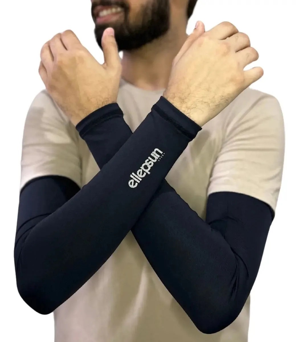 Manguito Mangote Proteção Solar Uv50+ Dermatológico Cor Preto Tamanho P