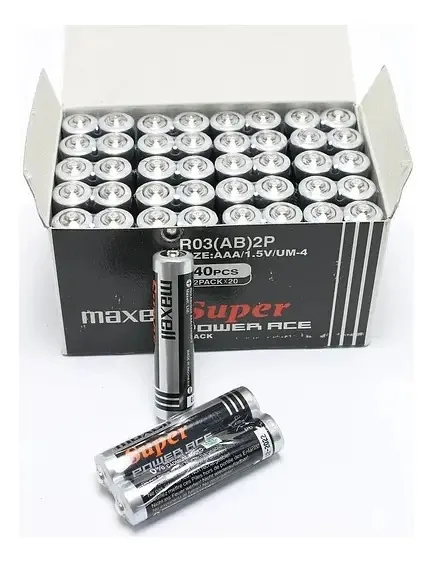 Pacote de 40 baterias de carbono Maxell Aaa