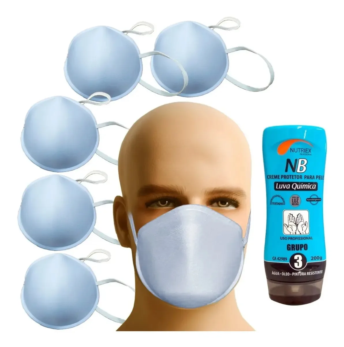 Kit 5 Máscaras Proteção Facial Lavável 100% Poliéster + Kit