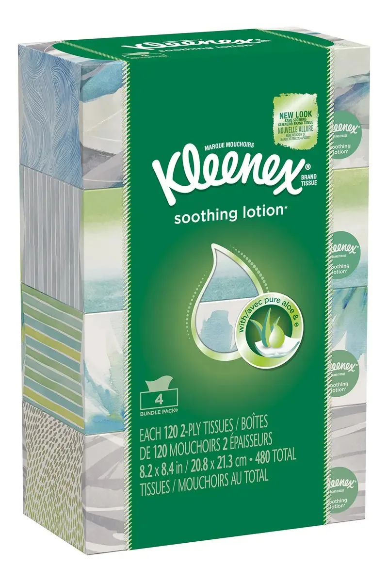 Kleenex Panuelos Faciales Con Locion, 120 Unidades, Paquete