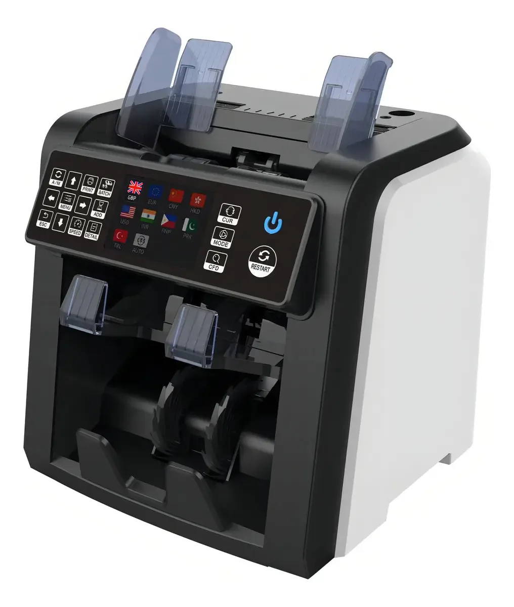 Detector e contador de contas Compa Bc 37 A bandeja de saída dupla Cis Double Cis reconhece e separa renda uruguaia, argentina, em dólares, reais e euros Iec C14 para Schuko
