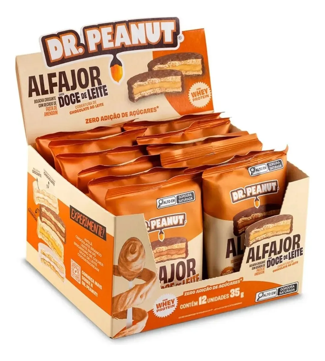 Alfajor Caixa C/12 Doce De Leite C/cobertura Leite Dr Peanut Doce De Leite Com Cobertura Ao Leite