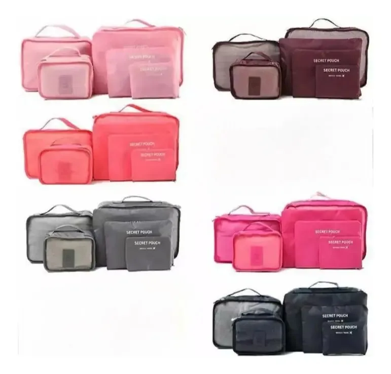 Kit 6 Bolsas Necessaires Organizadoras Para Viagem E Mala Cor Feminina