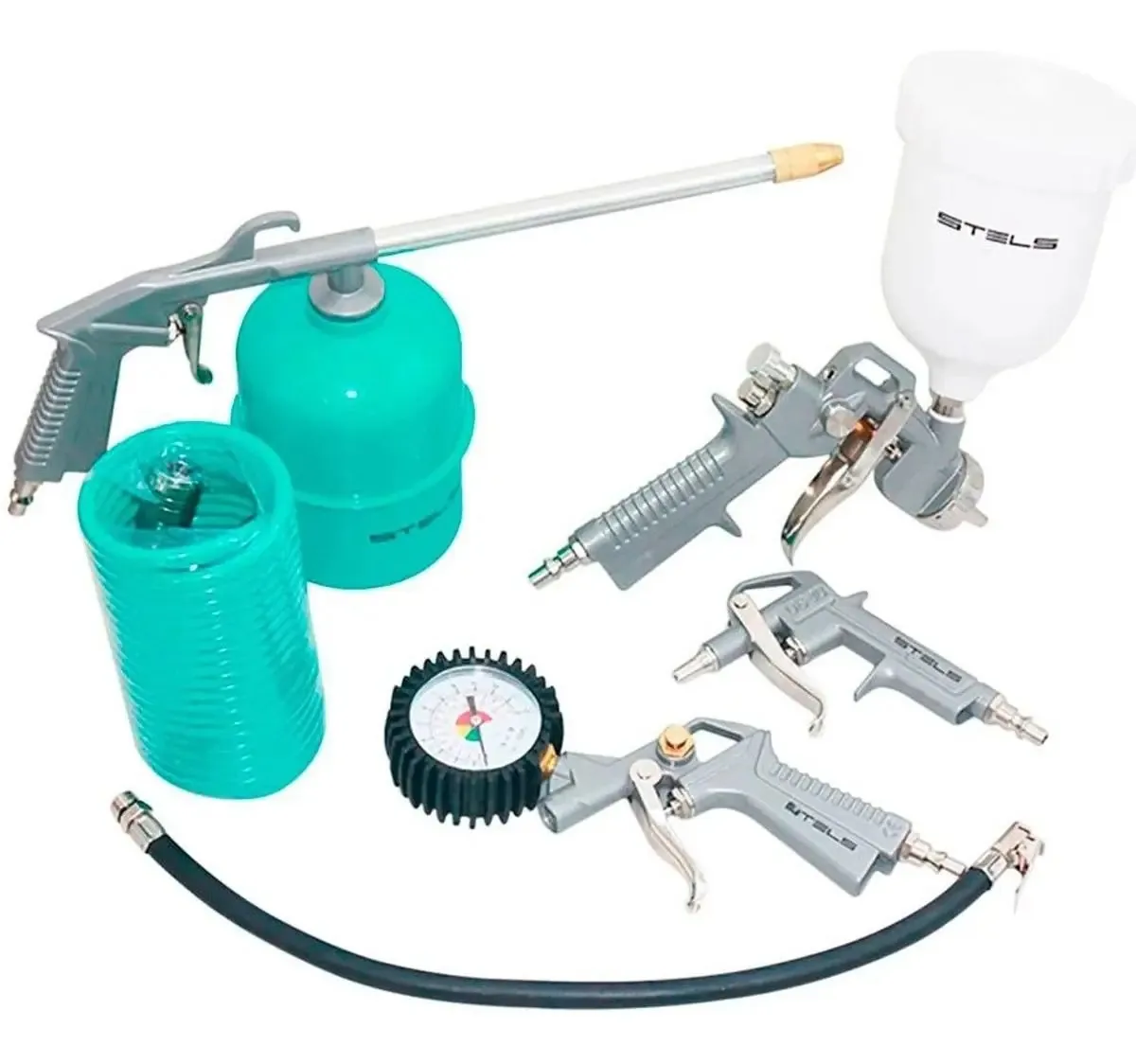 Kit Compressor 5 Pçs Calibrador Pistola Pintura - Stels
