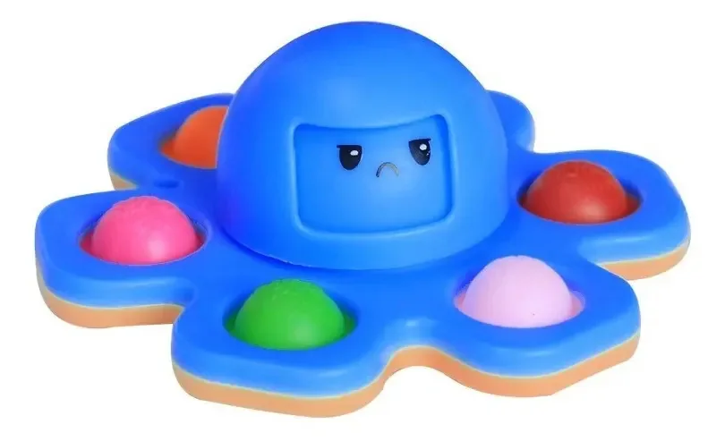 Octopus Spinner e estoure. Brinquedo sensorial anti-stress azul claro