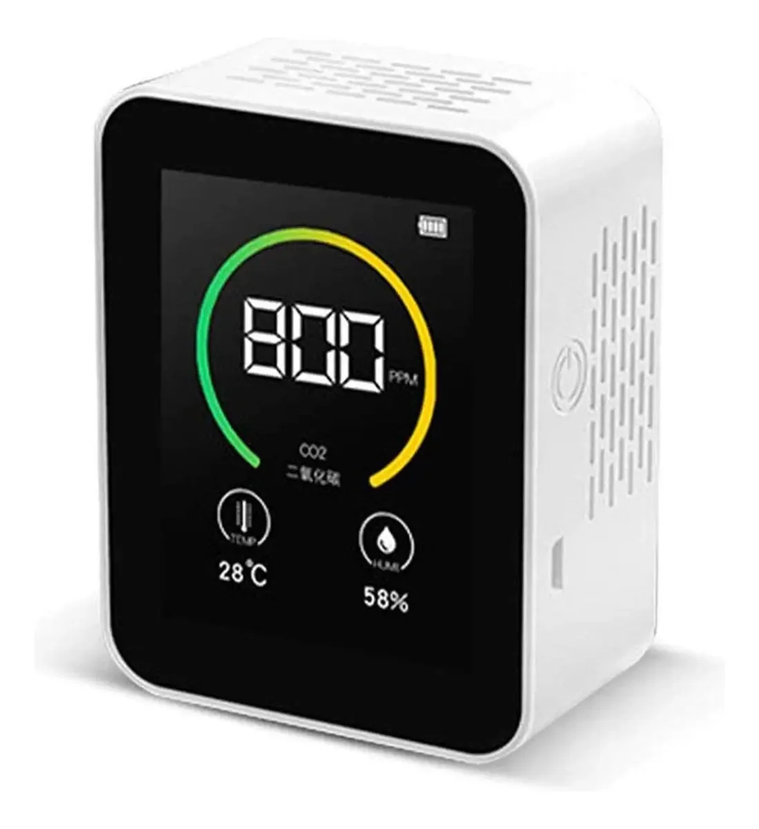 Medidor de CO2 Sjasd com display LCD Analisador digital de gás para medidores de CO2 (HCHO) Medidor de CO2 TVOC PPM Air Monitor de umidade Alarme de áudio configurável, branco