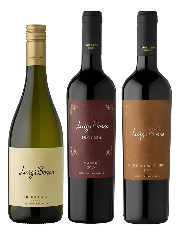 Kit 3 Vinhos Luigi Bosca Malbec, Chardonnay, Cabernet 750ml