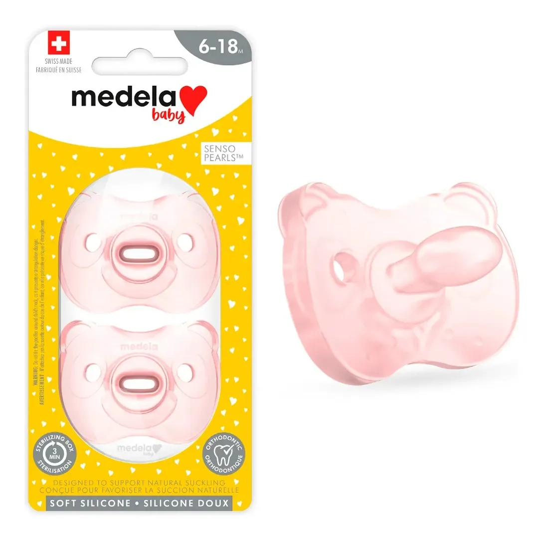 Chupetas ortodônticas Medela Senso Pearls 6 a 18 meses rosa