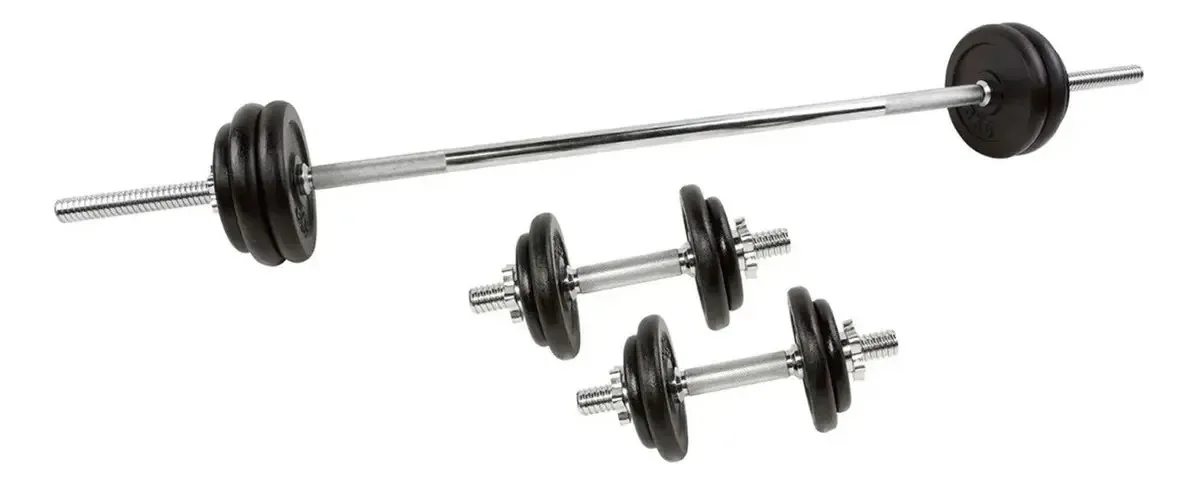Conjunto de barra de 50 kg com halteres e discos intercambiáveis Cor 57046 - Preto