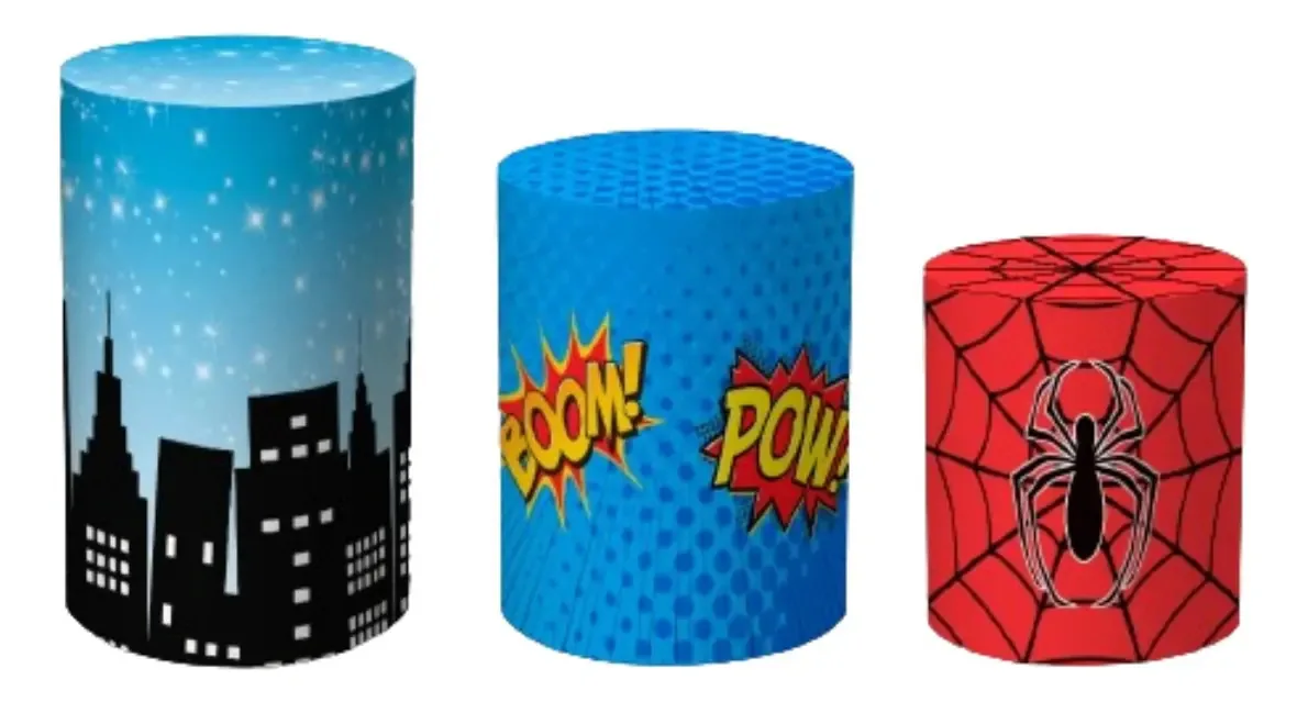 Trio De Cilindro Capas Tema Festa Infantil Heroi Aranha