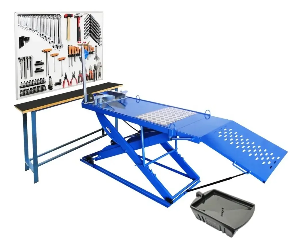 Oficina Completa Para Motos - Elevador Até 350kg - Galmar Cor Azul