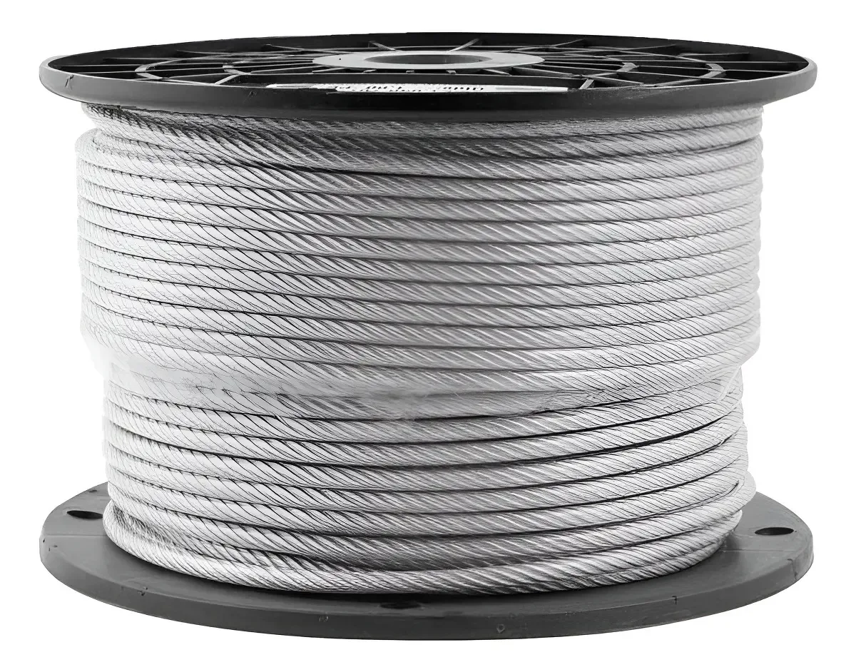 Cabo Aço Galvanizado Alma Fibra Plastificado 3/32 6x7 100mts