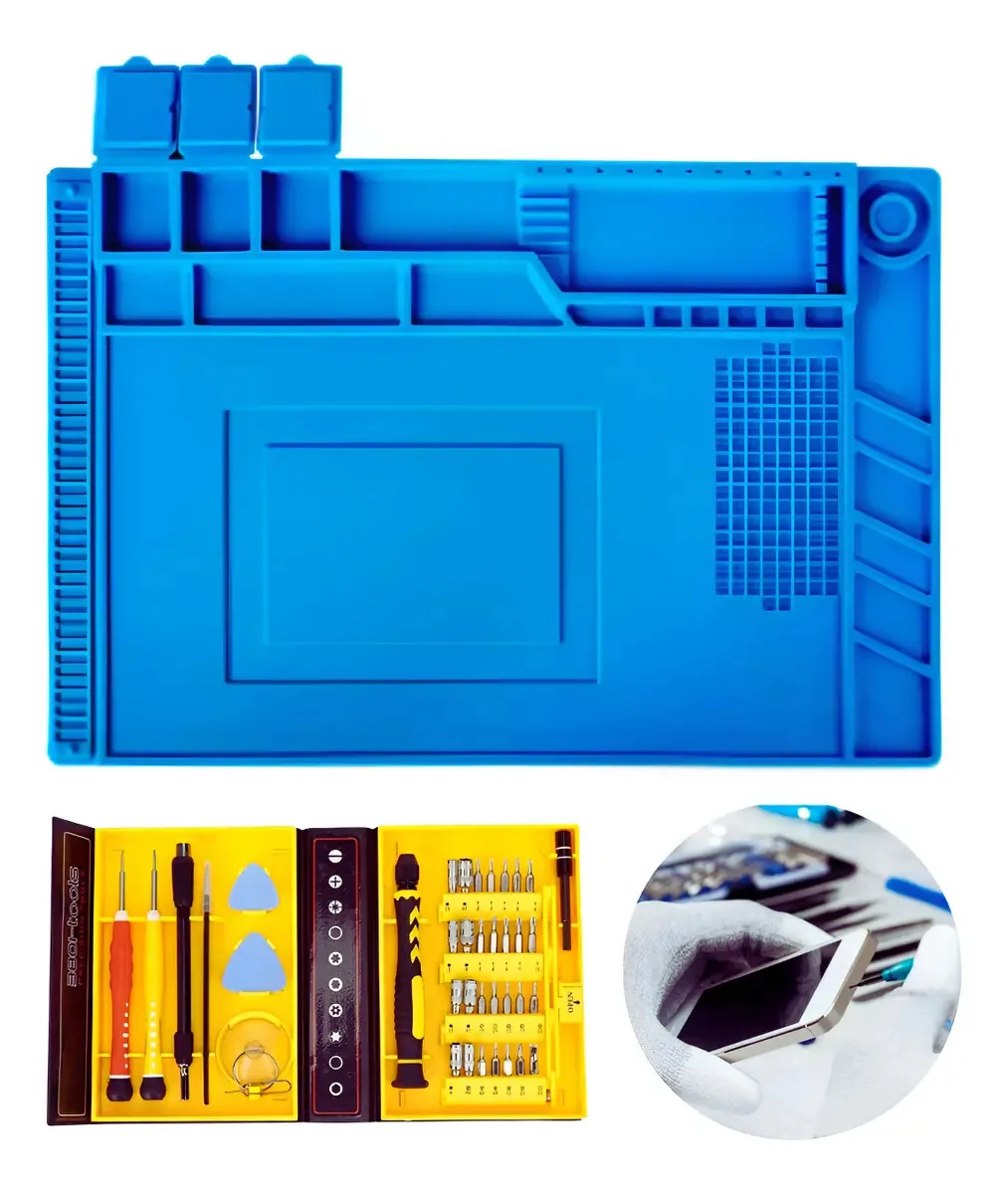 Kit de cobertor antiestático+conjunto de chave de fenda profissional azul
