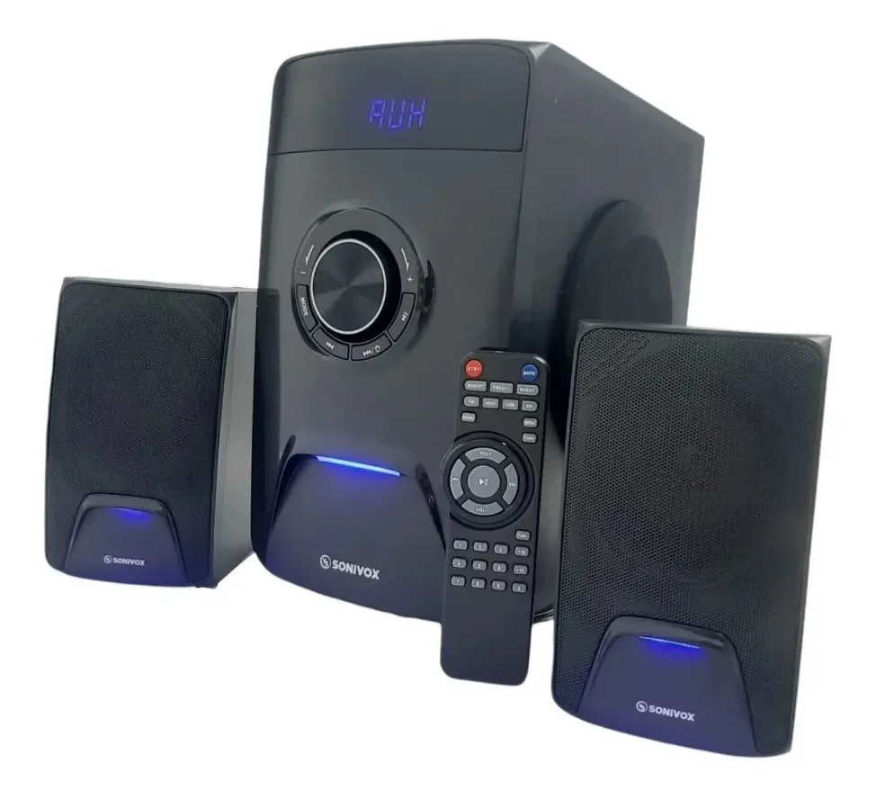Sonivox 4.2 Led Lights Radio FM Bluetooth Home Theatre, 2496 cores pretas