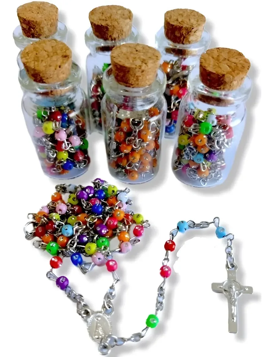 Kit com 6 Terços Coloridos de Acrílico para Pescoço, por Catedral – 40 cm
