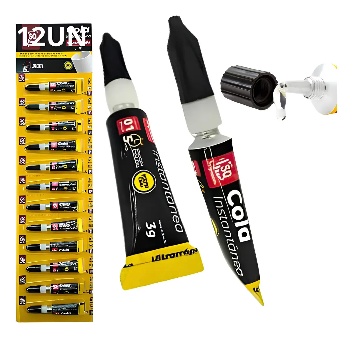 Kit 12 Cola Super Cola Instantânea Multiuso 3g Atacado