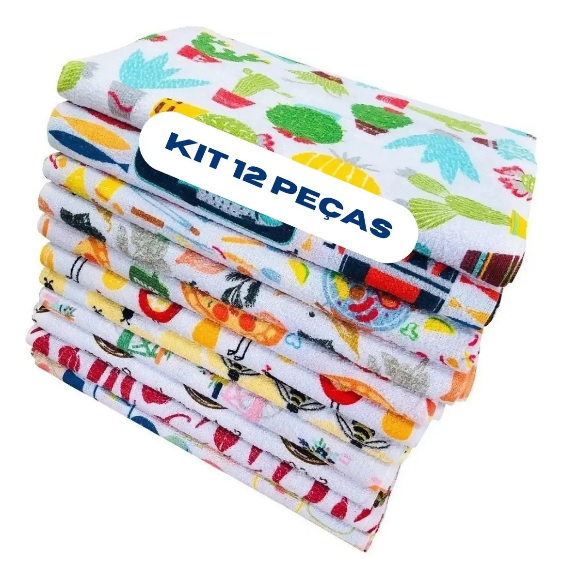 12 Panos De Prato Felpudo Atoalhado Premium C Bainha Gourmet