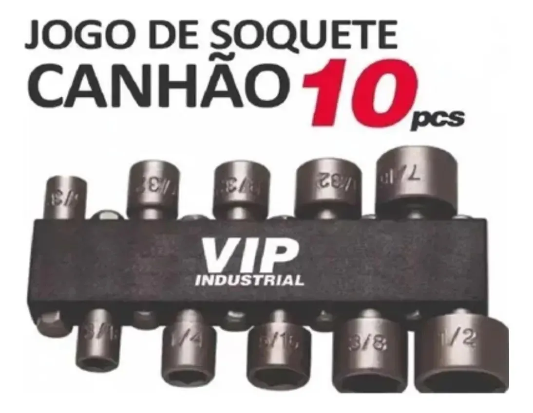 Jogo Soquete 10 Bits Ponteira Canhão Sextavado Parafusadeira