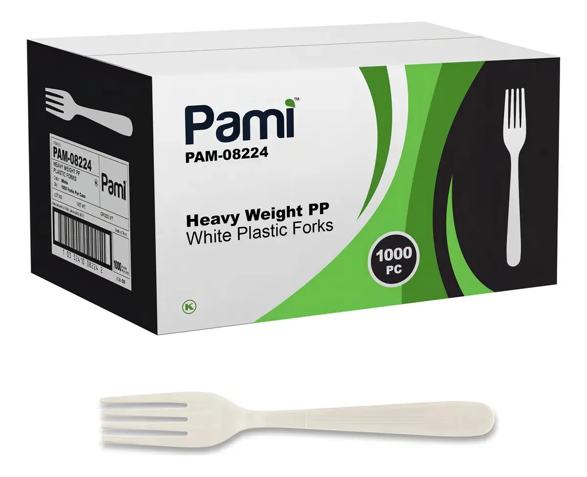 Garfos de plástico descartáveis pesados Pami [pacote]