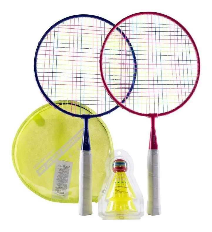 Conjunto de badminton com 2 raquetes e 2 galos para tênis infantil