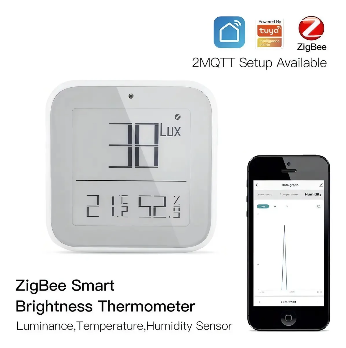 Sensor de luz inteligente de temperatura e umidade Tuya